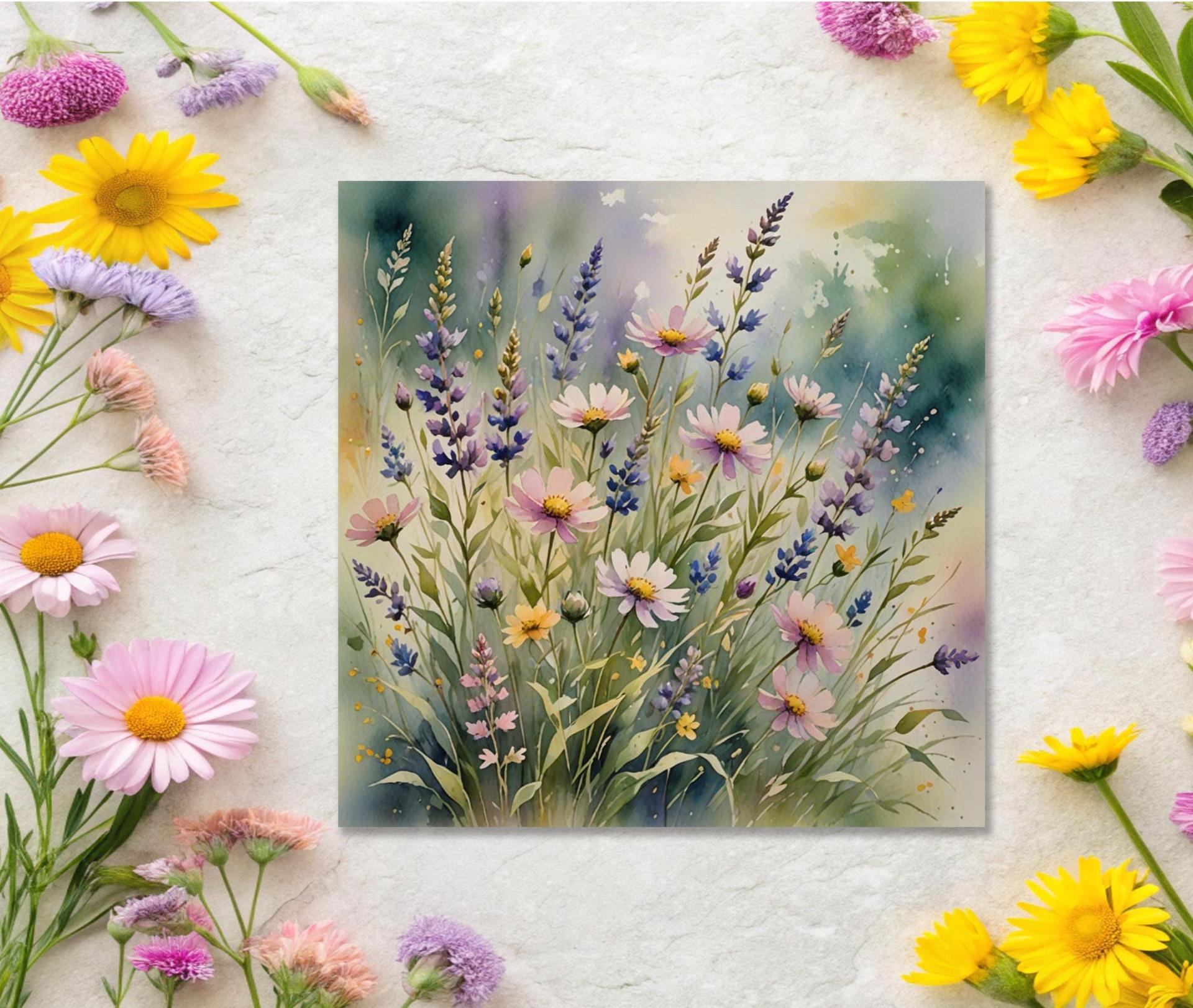 Flowers - Original Art Card - Single Card or Bulk 10 Pack of Gift Cards