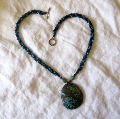 Turquoise - Spiral Stitch Necklace